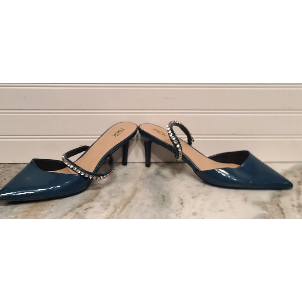 Nordstrom Rack Slide Heels RKNATALIA Rhinestones Size 11 NWOT - Picture 2 of 6